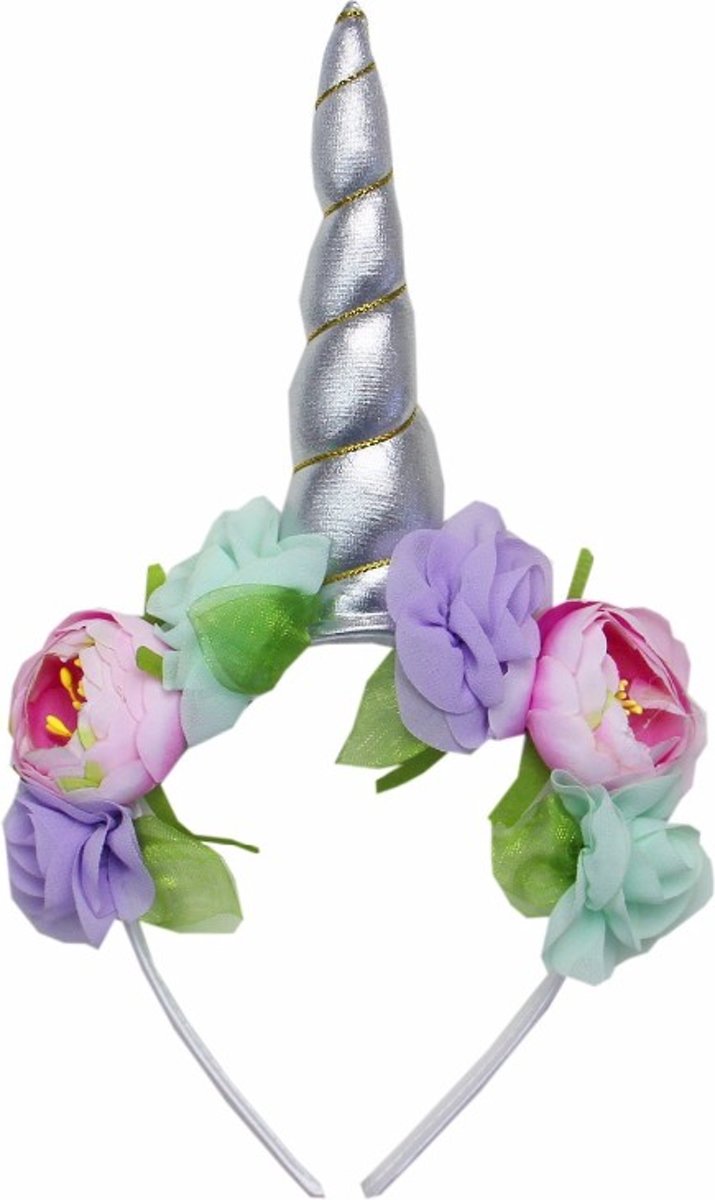 Unicorn diadeem rozen zilver | Eenhoorn diadeem zilver